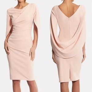 Betsy & Adam Blush Draped Midi Dress